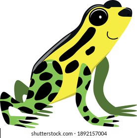 süßer Cartoon-Giftfrosch von der Seite, Vektorgrafik einzeln auf Weiß, Illustration für Kinder