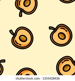 Cute cartoon flat style apricot seamless pattern