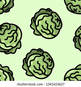 Cute cartoon flat style cabbage seamless pattern
