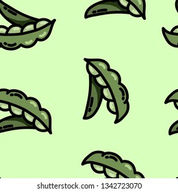 Cute cartoon flat style pea seamless pattern