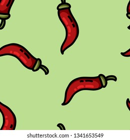 Cute cartoon flat style pepper seamless pattern