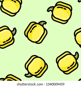 Cute cartoon flat style sweet pepper seamless pattern
