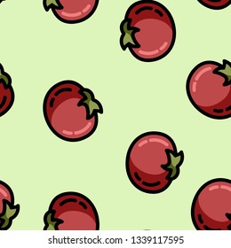 Cute cartoon flat style tomato seamless pattern