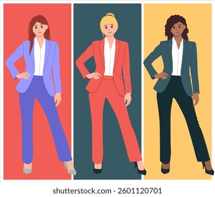 cute cartoon flat vector illustration design of girl power Corporate Woman Stylish Office Lady. good for avatar, website design, power point design, ect