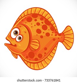 Cute cartoon flounder isolated on a white background
