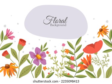 süßer Cartoon-floraler Hintergrund mit Rack und Blättern