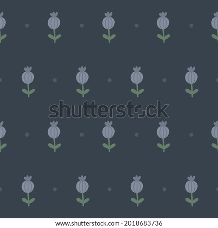 Cute cartoon flower simle seamless pattern. Ornament for fabric, textile, paper, wrapping, pillow. 