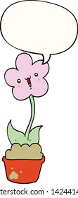 cute cartoon flower with speech bubble