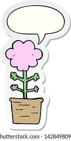 cute cartoon flower with speech bubble sticker