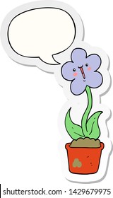 cute cartoon flower with speech bubble sticker