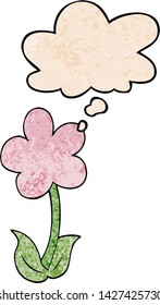 flor de dibujos animados adorable con burbuja de pensamiento al estilo de textura gruesa