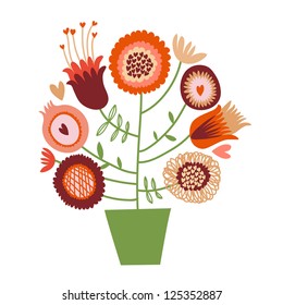 Cute cartoon flower tree