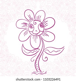 Cute cartoon flower. Vector illustration