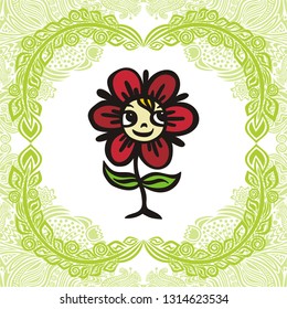 Cute cartoon flower. Vector illustration