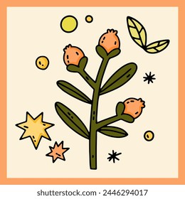Cute cartoon flower vector illustration. Flowers isolated on white background in cartoon style.