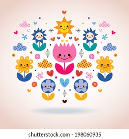 cute cartoon flowers illustration