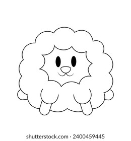 Cute cartoon fluffy sheep in black and white