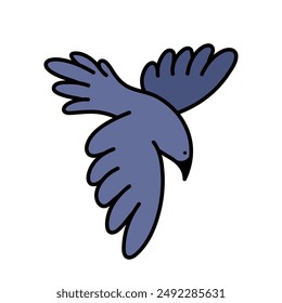 Cute cartoon flying bird. Hand drawn vector illustration.