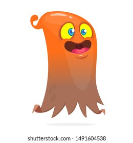 Cute cartoon flying monster. Vector illustration of funny ghost character