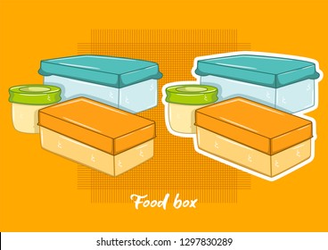 cute cartoon food box illustrations