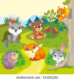 Cute Cartoon Forest Animals 