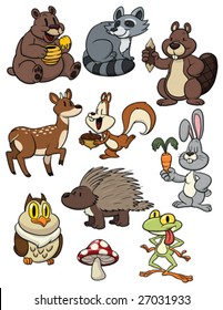 Cute cartoon forest animals. All characters in different layers for easy editing.