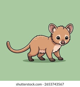 Cute Cartoon Fossa with Big Eyes - Adorable Madagascar Mammal Illustration for Kids' Wildlife and Exotic Animal Designs. Vector Illustration