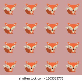 Cute cartoon fox animal pattern vector