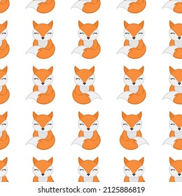 Cute Cartoon Fox. Animal Pattern Vector background for kids, textile, pattern fabric, wallpaper.