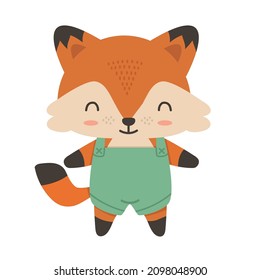 Cute cartoon fox baby isolated on white background