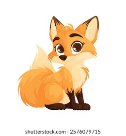 Cute Cartoon Fox with Big Adorable Eyes