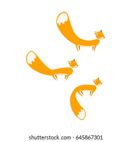 Cute cartoon fox with big tail in flat style. Isolated vector illustration.