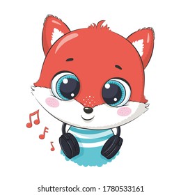 Cute cartoon fox boy