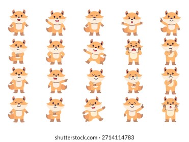 Cute Cartoon Fox Character Set