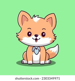 Cute cartoon fox character  Vector illustration in flat design style