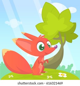  Cute cartoon  fox character. Vector illustration