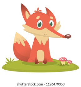  Cute cartoon  fox character. Wild forest animal collection. Baby education. Isolated. White background. Flat design Vector illustration