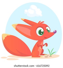 Cute cartoon  fox character. Wild forest animal collection. Baby education. Isolated. White background. Flat design Vector illustration