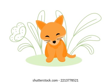 Pequeño zorro de dibujos animados. Estilo plano. Ilustración del vector