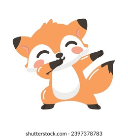 Cute cartoon fox dabbing vector flat