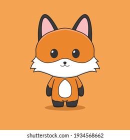 Cute cartoon fox drawing  Kawaii chibi mascot style  isolated vector illustration 