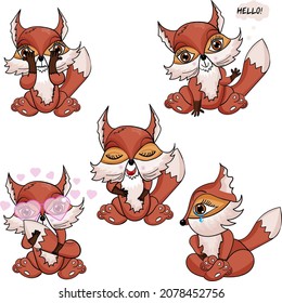 cute cartoon fox emoji sticker 
