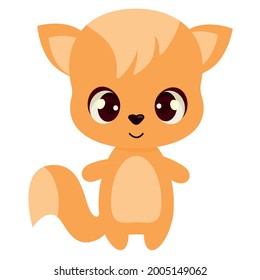 
Cute Cartoon Fox Flat Style animal character idea for child and kid printable stuff and t shirt, greeting card, nursery wall art, postcard