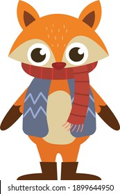 Cute cartoon fox Funny red fox collection.