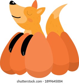 Cute cartoon fox Funny red fox collection.
