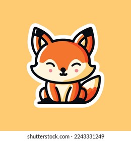 Cute cartoon fox. Funny red fox for collection. Emotion little animal. Cartoon animal character design. Flat vector illustration isolated on white background.Adorable Cute 
Illustration, Clean Design.