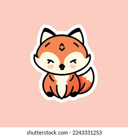 Cute cartoon fox. Funny red fox for collection. Emotion little animal. Cartoon animal character design. Flat vector illustration isolated on white background.Adorable Cute 
Illustration, Clean Design.