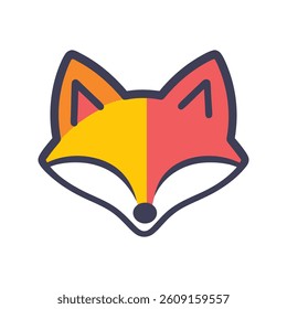 Cute Cartoon Fox Head Orange and Red Fox Illustration