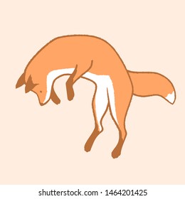 Cute cartoon Fox. Fox hung in jump - Vector