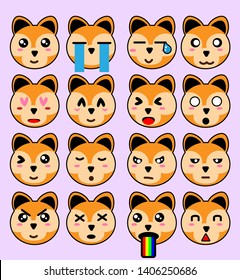 Cute cartoon fox icon set - Vector illustration for sticker, posters, logo, graphic, mobile application, patches, prints clothes, emblems, web design, infographics, emotion